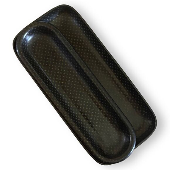 Vintage Wood Plastic Polymer Pen Desk Tray Set Black Gold Starburst Pattern (2) - Picture 5 of 15